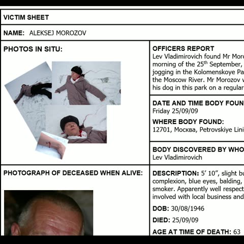 A police victim sheet